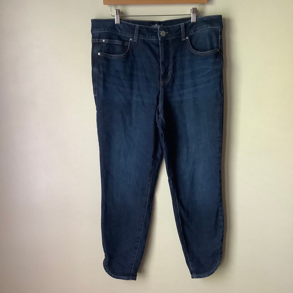 Maurices Everflex Blue High Rise Scallop Hem Denim Skinny Jeans Stretch Plus 16
